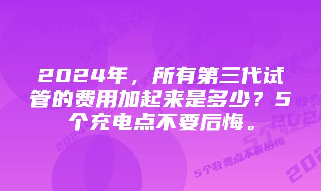 2024年，所有第三代试管的费用加起来是多少？5个充电点不要后悔。