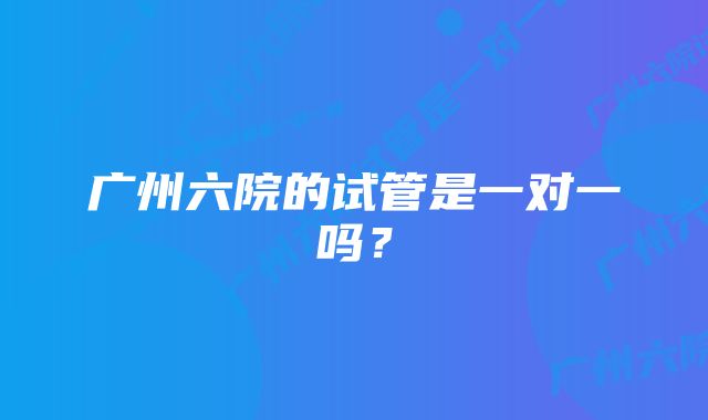 广州六院的试管是一对一吗？