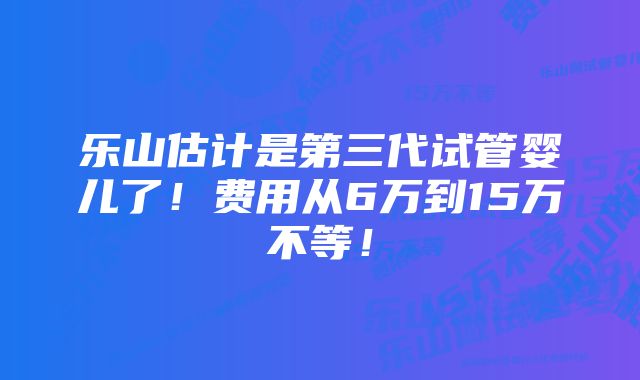 乐山估计是第三代试管婴儿了！费用从6万到15万不等！