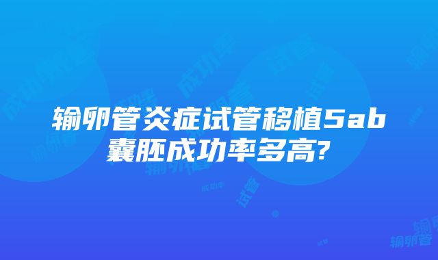 输卵管炎症试管移植5ab囊胚成功率多高?