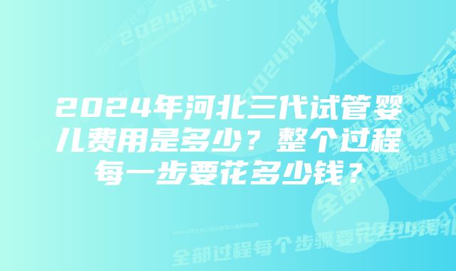 2024年河北三代试管婴儿费用是多少？整个过程每一步要花多少钱？