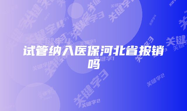 试管纳入医保河北省报销吗