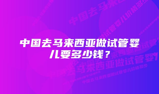 中国去马来西亚做试管婴儿要多少钱？