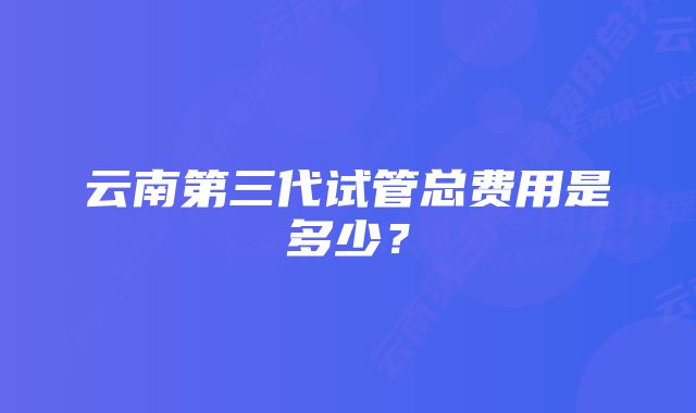 云南第三代试管总费用是多少？