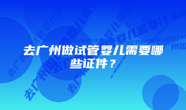 去广州做试管婴儿需要哪些证件？