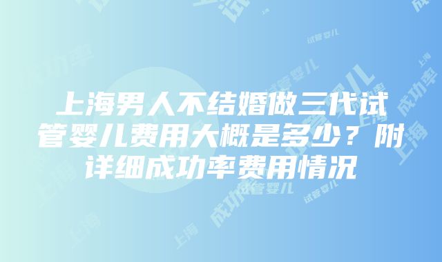 上海男人不结婚做三代试管婴儿费用大概是多少？附详细成功率费用情况