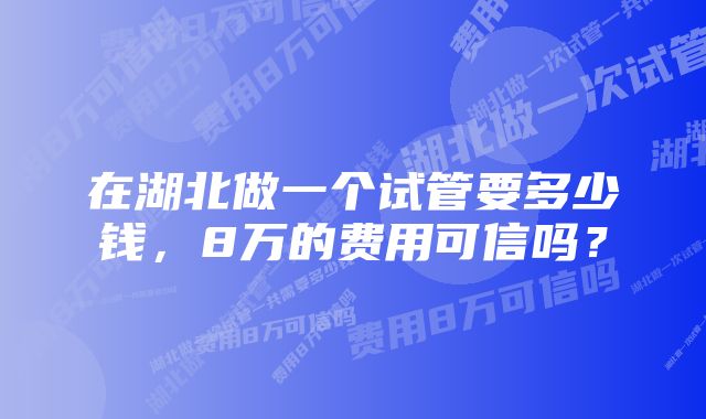 在湖北做一个试管要多少钱，8万的费用可信吗？