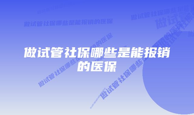 做试管社保哪些是能报销的医保