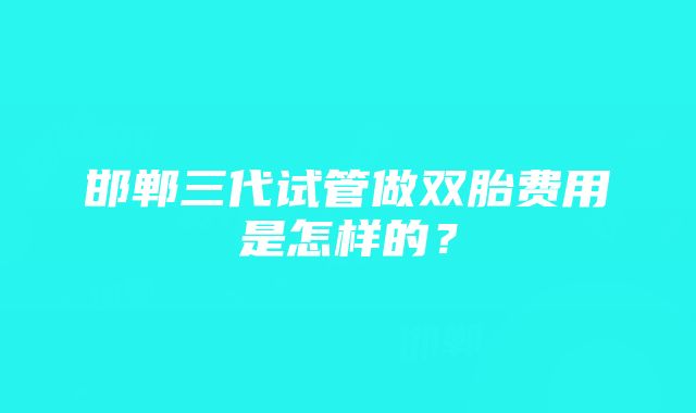 邯郸三代试管做双胎费用是怎样的？