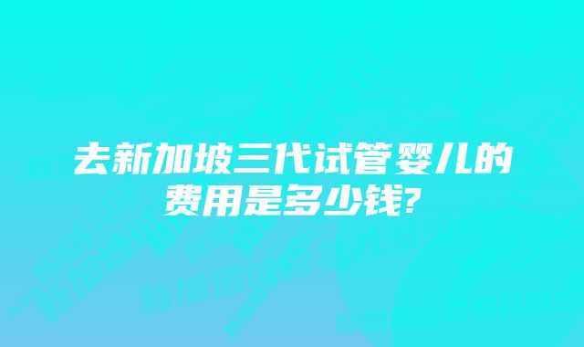 去新加坡三代试管婴儿的费用是多少钱?