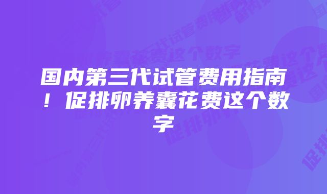 国内第三代试管费用指南！促排卵养囊花费这个数字