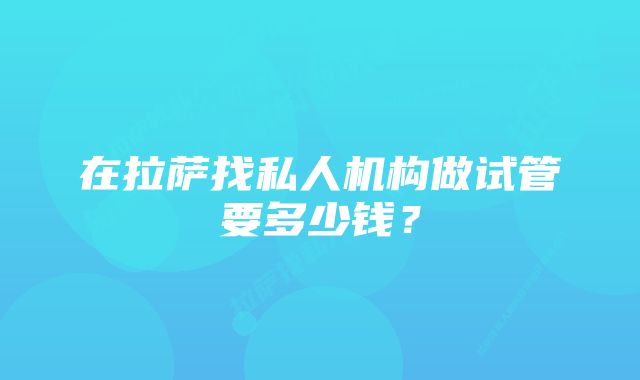 在拉萨找私人机构做试管要多少钱？