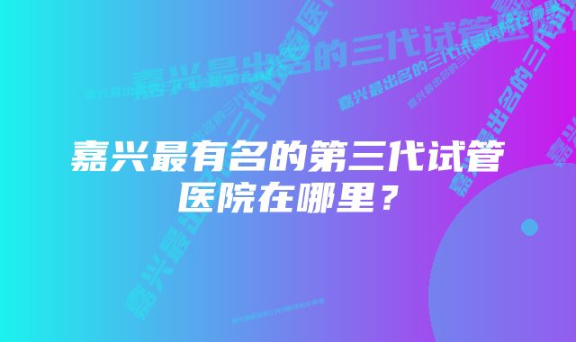 嘉兴最有名的第三代试管医院在哪里？