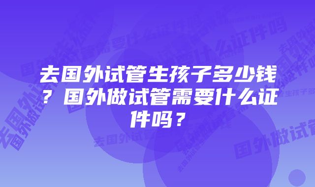 去国外试管生孩子多少钱？国外做试管需要什么证件吗？