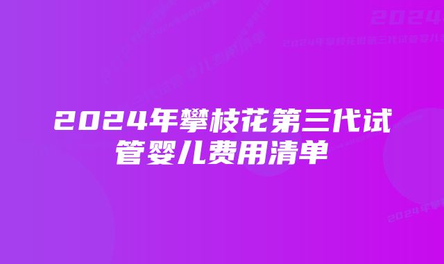 2024年攀枝花第三代试管婴儿费用清单