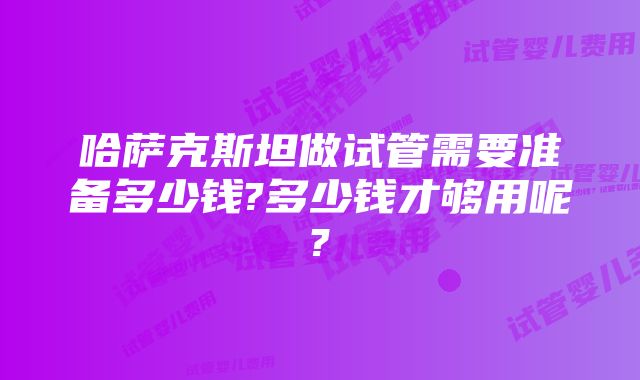 哈萨克斯坦做试管需要准备多少钱?多少钱才够用呢?