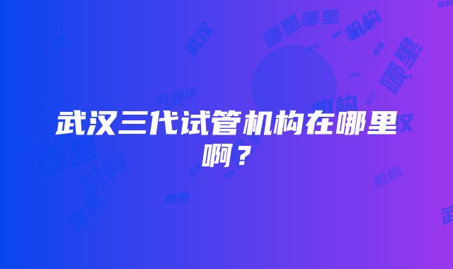 武汉三代试管机构在哪里啊？