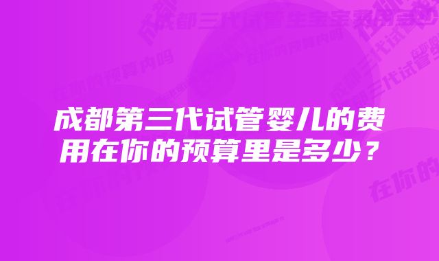 成都第三代试管婴儿的费用在你的预算里是多少？