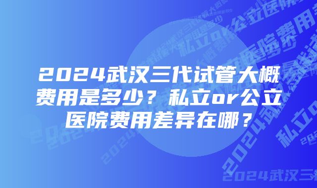 2024武汉三代试管大概费用是多少？私立or公立医院费用差异在哪？