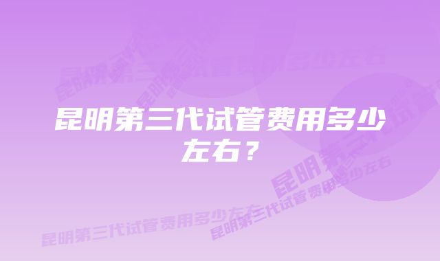 昆明第三代试管费用多少左右？