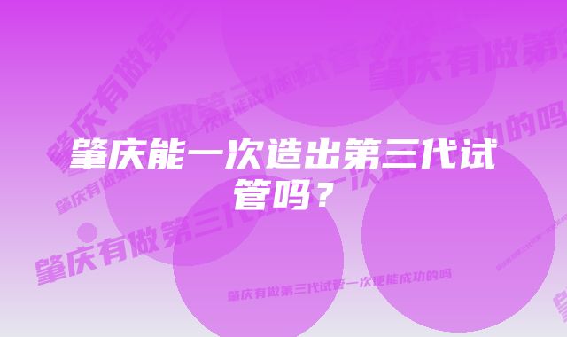 肇庆能一次造出第三代试管吗？