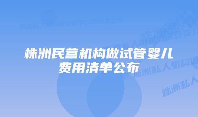 株洲民营机构做试管婴儿费用清单公布