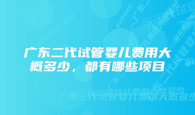 广东二代试管婴儿费用大概多少，都有哪些项目