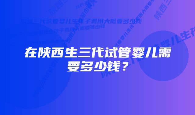 在陕西生三代试管婴儿需要多少钱？