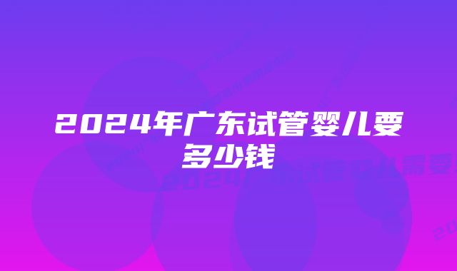 2024年广东试管婴儿要多少钱