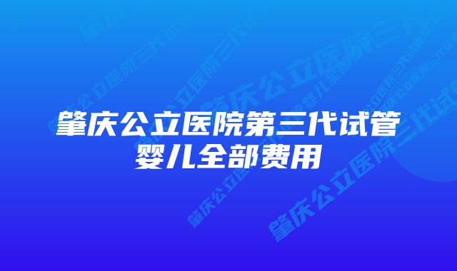 肇庆公立医院第三代试管婴儿全部费用