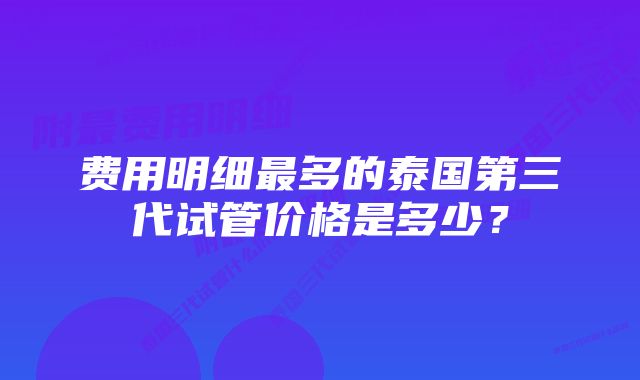 费用明细最多的泰国第三代试管价格是多少？