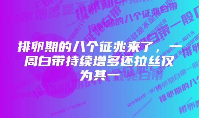 排卵期的八个征兆来了，一周白带持续增多还拉丝仅为其一