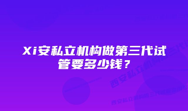 Xi安私立机构做第三代试管要多少钱？