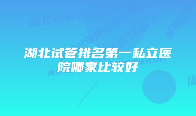 湖北试管排名第一私立医院哪家比较好