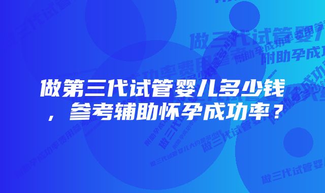 做第三代试管婴儿多少钱，参考辅助怀孕成功率？