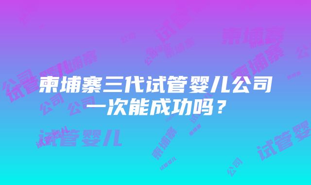 柬埔寨三代试管婴儿公司一次能成功吗？