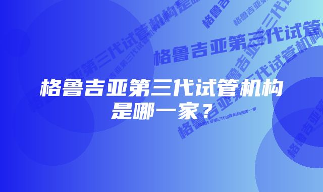 格鲁吉亚第三代试管机构是哪一家？