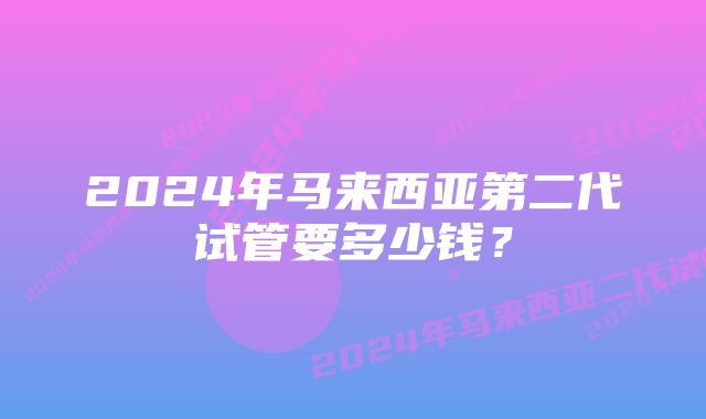 2024年马来西亚第二代试管要多少钱？