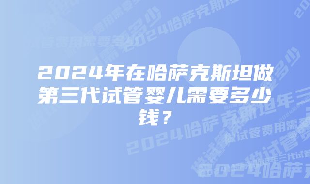 2024年在哈萨克斯坦做第三代试管婴儿需要多少钱？