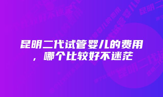 昆明二代试管婴儿的费用，哪个比较好不迷茫