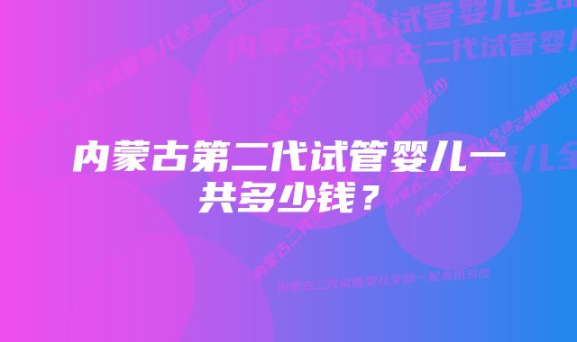 内蒙古第二代试管婴儿一共多少钱？