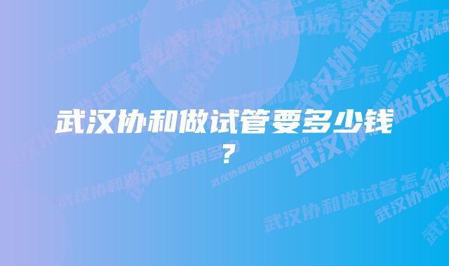 武汉协和做试管要多少钱？