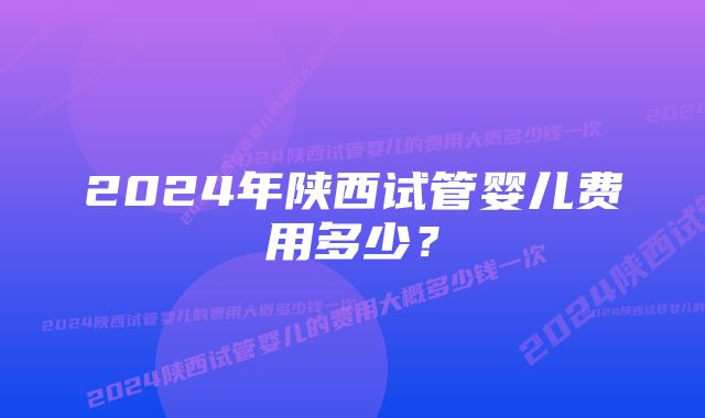 2024年陕西试管婴儿费用多少？