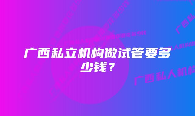 广西私立机构做试管要多少钱？