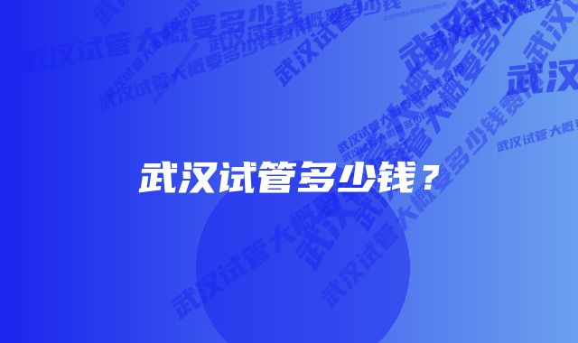 武汉试管多少钱？