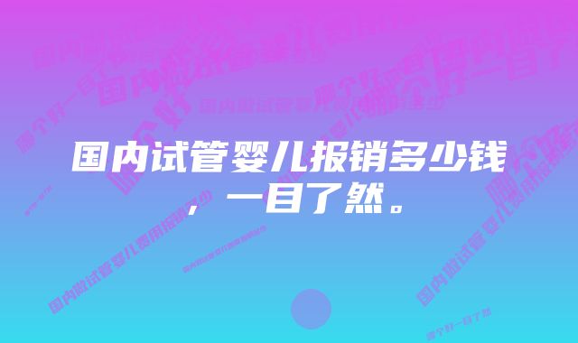 国内试管婴儿报销多少钱，一目了然。