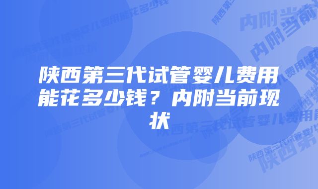 陕西第三代试管婴儿费用能花多少钱？内附当前现状