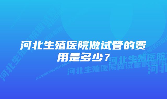 河北生殖医院做试管的费用是多少？