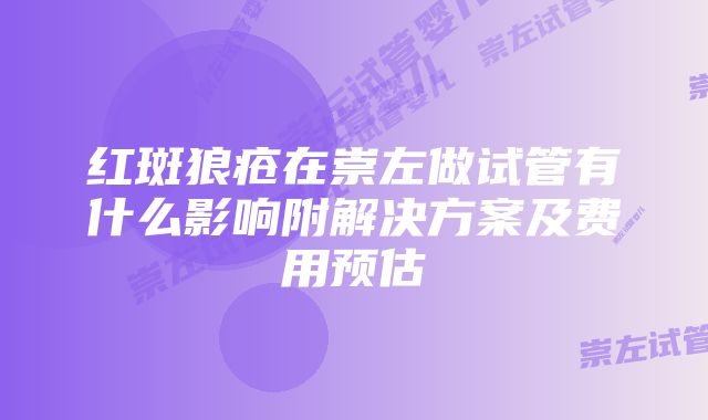 红斑狼疮在崇左做试管有什么影响附解决方案及费用预估