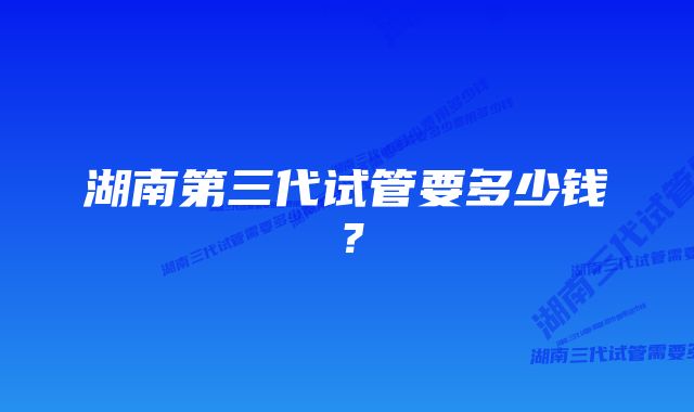 湖南第三代试管要多少钱？